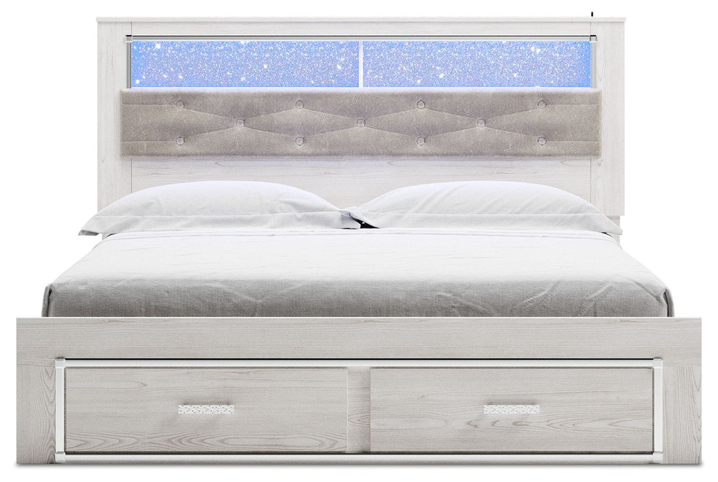 Altyra - White - King Upholstered Bookcase Bed With Storage