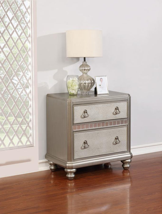 Bling - Game 2-Drawer Nightstand - Metallic Platinum