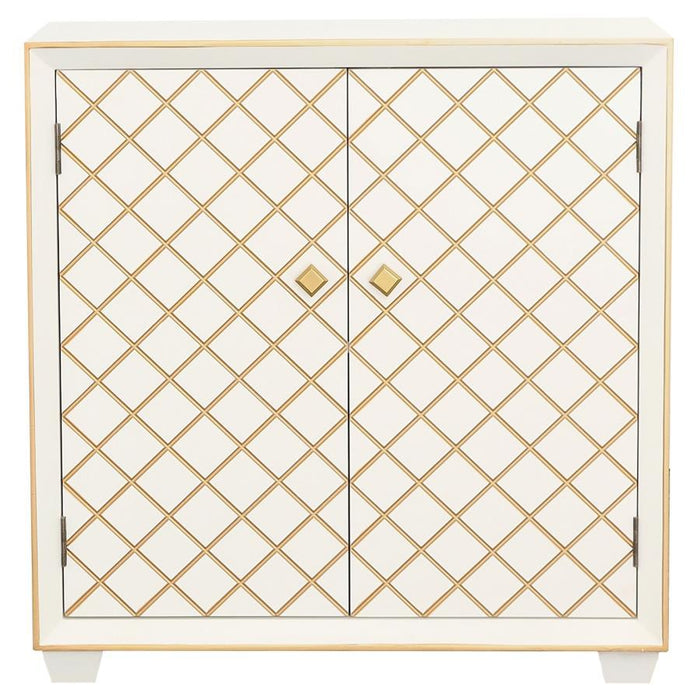 Belinda - 2 Door Storage Accent Cabinet - White And Gold