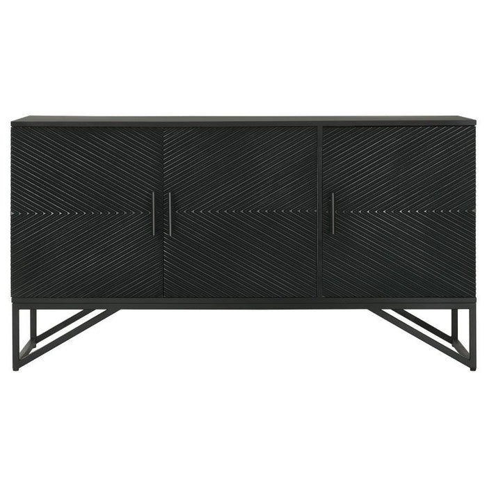 Riddell - 3 Door Wood Reeding Accent Cabinet - Matte Black