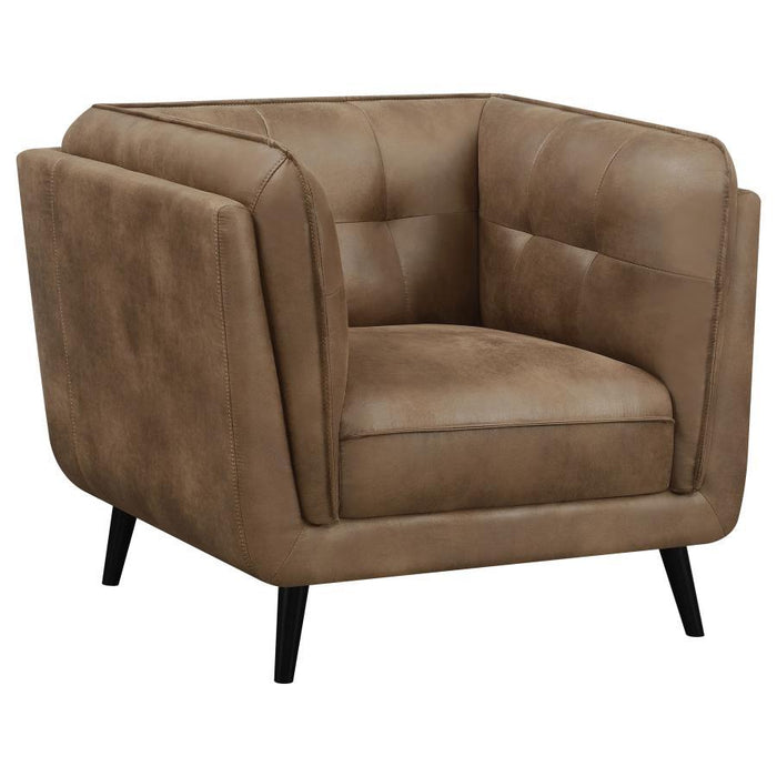 Thatcher - Upholstered Tuxedo Arm Tufted Accent Chair - Brown