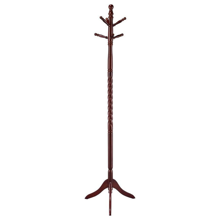 Riona - 6 Hook Freestanding Wood Coat Rack Hat Hanger - Merlot