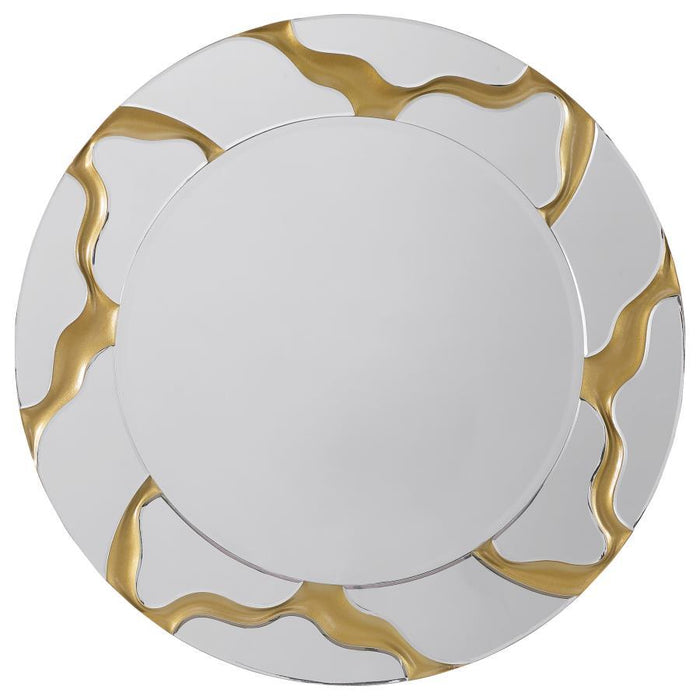 Dorinda - Round Kintsugi Style Wall Mirror - Gold