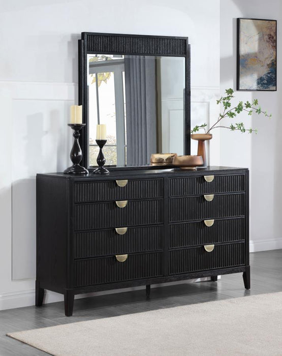 Brookmead - 8-Drawer Dresser With Mirror - Black