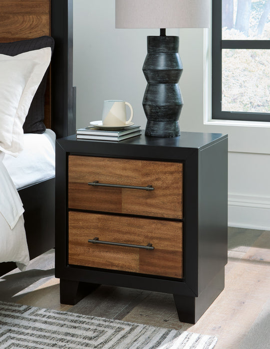 Kraeburn - Brown / Black - Two Drawer Night Stand