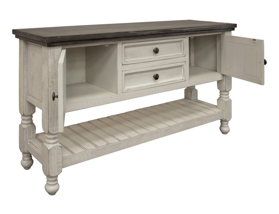 Stone - Sofa Table With 2 Drawer / 2 Doors / Shelf - Antiqued Ivory / Weathered Gray