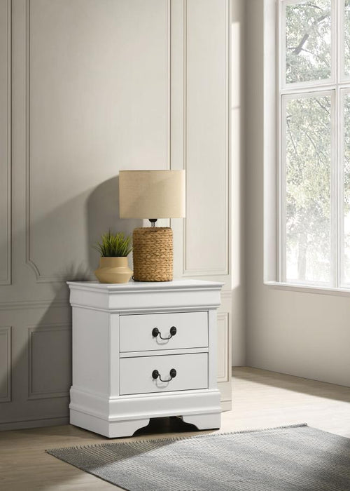 Louis Philippe - 2-Drawer Nightstand Bedside Table - White