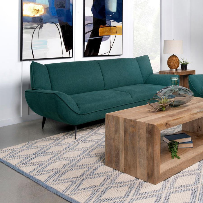 Acton - Upholstered Flared Arm Sofa - Teal Blue