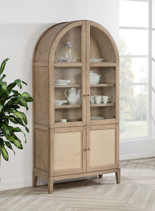 Kailani - 4-Door Cane Dining Vitrine Display Cabinet - Beige Oak