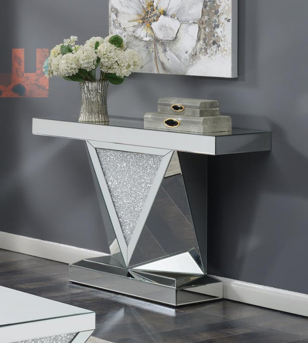 Amore - Mirrored Acrylic Entryway Sofa Console Table - Silver