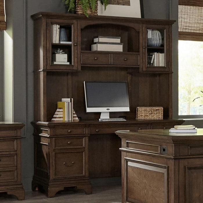 Hartshill - 5-Drawer Credenza With Hutch - Burnished Oak