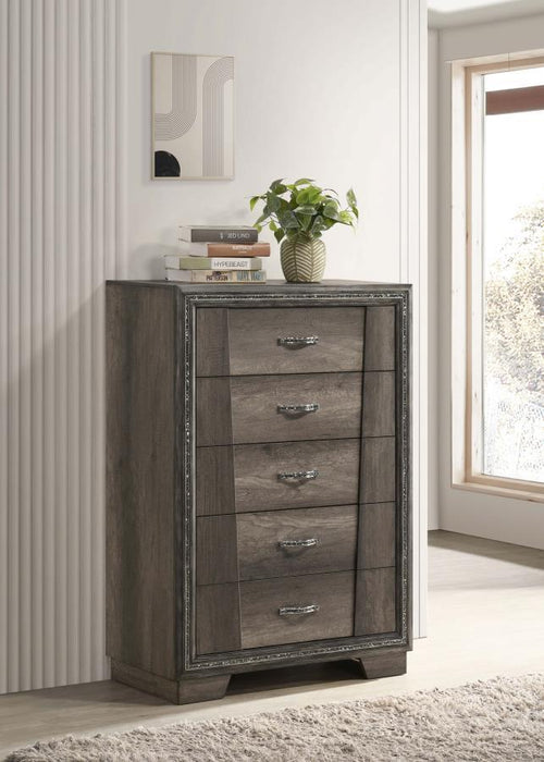 Janine - 5-Drawer Bedroom Chest - Gray