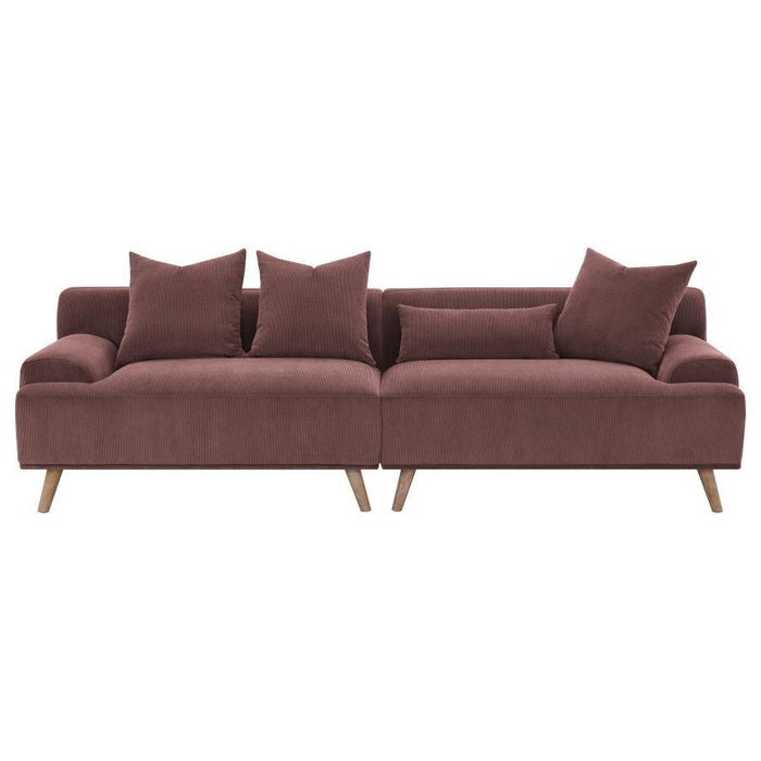 Elizabeth - Corduroy Upholstered Extra Long Sofa - Wine Red