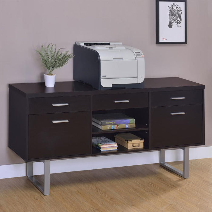 Lawtey - 5-Drawer Home Office Storage Credenza - Cappuccino