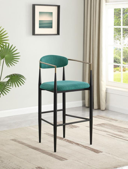 Tina - Metal Pub Height Bar Stool With Upholstered Back And Seat (Set of 2)