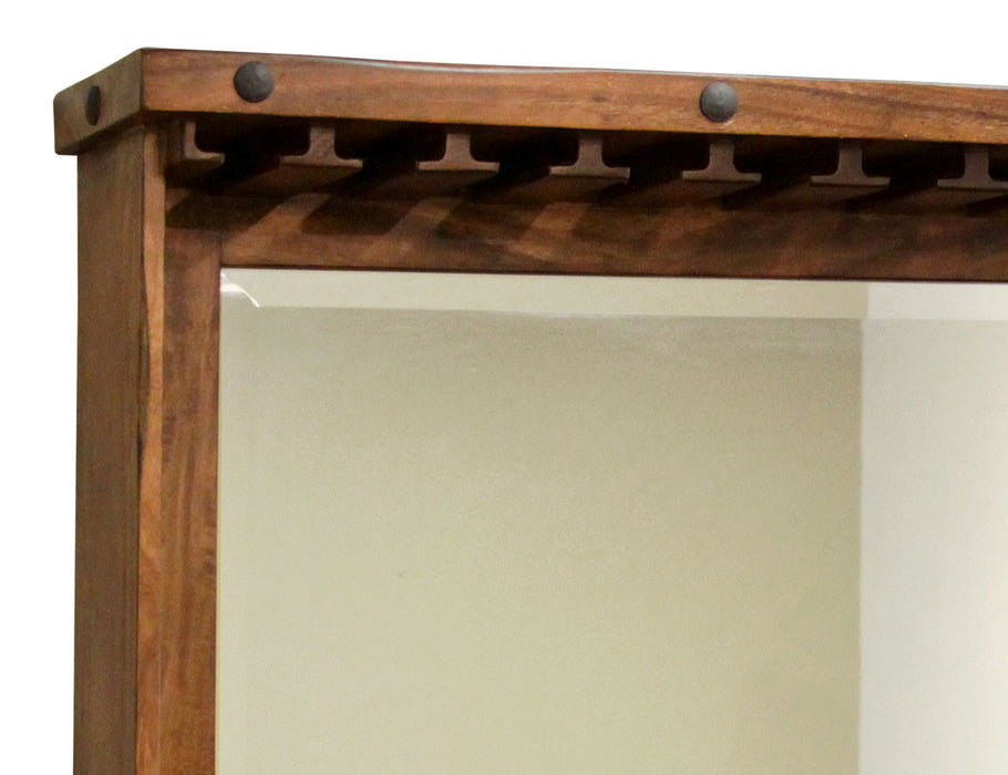 Parota - Mirror Bar With Glass Holders And Shelf - Cinnamon Brown