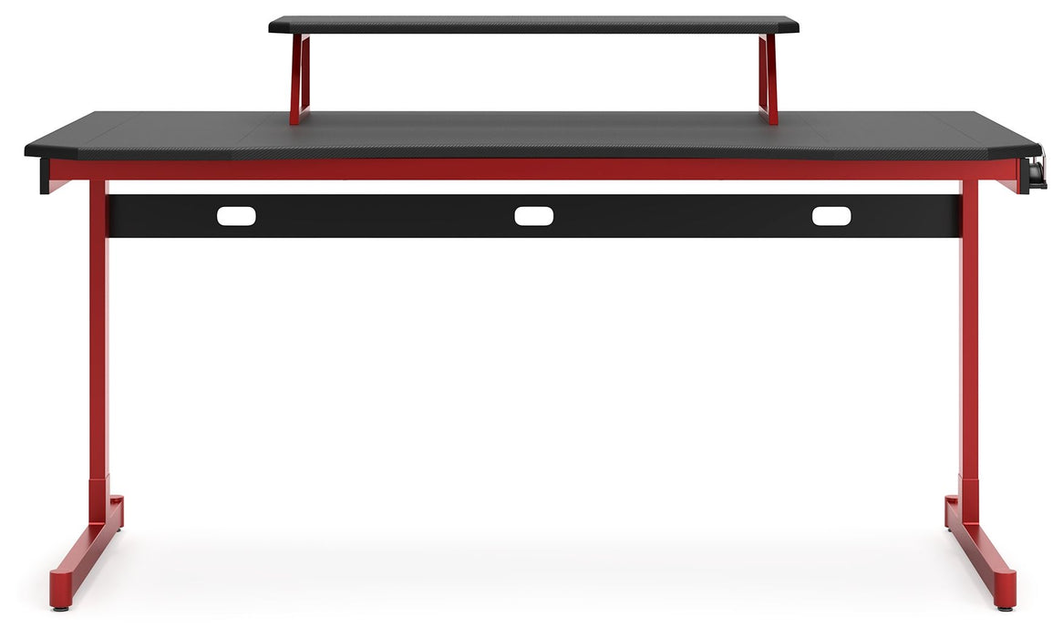 Lynxtyn - Red / Black - Home Office Desk With Raised Monitor Stand