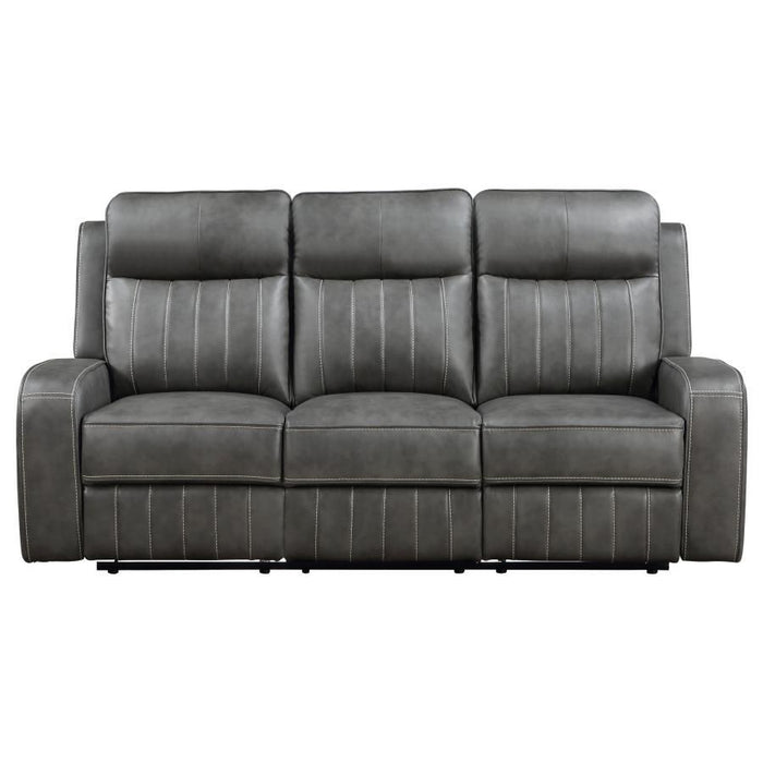 Raelynn - Upholstered Track Arm Motion Sofa - Gray