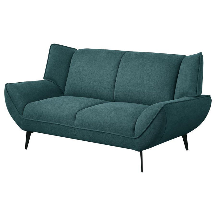 Acton - Upholstered Flared Arm Loveseat - Teal Blue