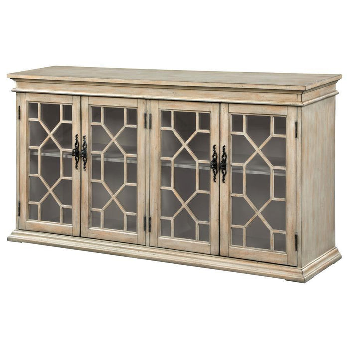 Kiara - 4-Door Wood Lattice Storage Accent Cabinet