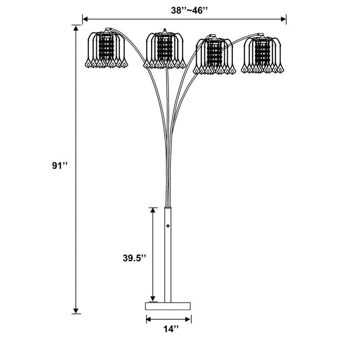 Maisel - Hanging Crystal Arc Tree Floor Lamp - Black