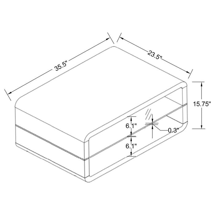 Elana - 1-Shelf Rectangular Coffee Table - White High Gloss