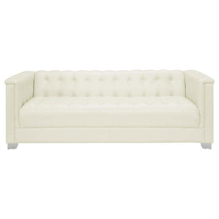 Chaviano - Upholstered Track Arm Sofa - Pearl White