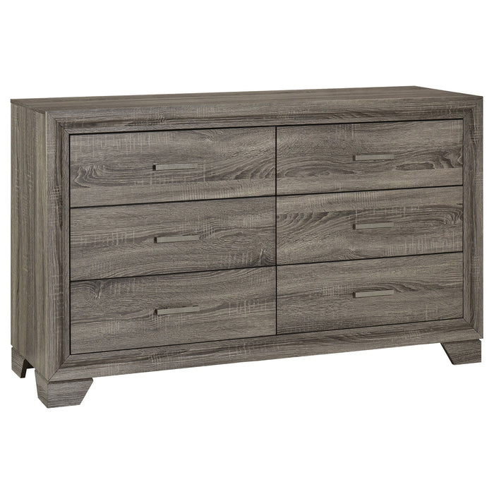 Wright - 6-Drawer Dresser Cabinet - Brown Oak