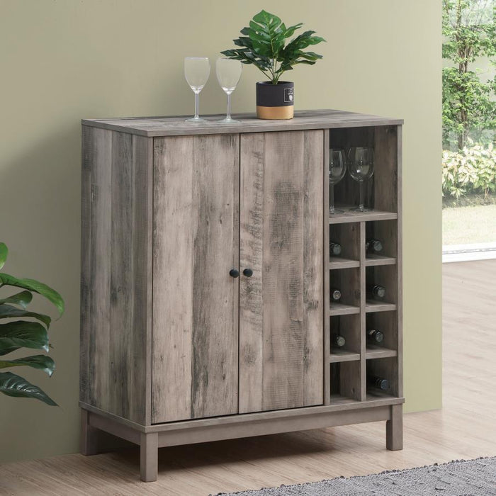 Cheyenne - 2 Door Home Bar Wine Cabinet - Weathered Acacia