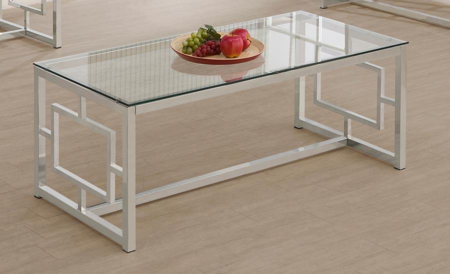 Merced - Rectangular Glass Top Coffee Table - Nickel