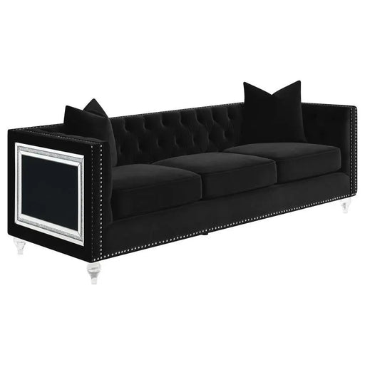 Delilah - Upholstered Tufted Tuxedo Arm Sofa - Black Traver's Furniture and Flooring