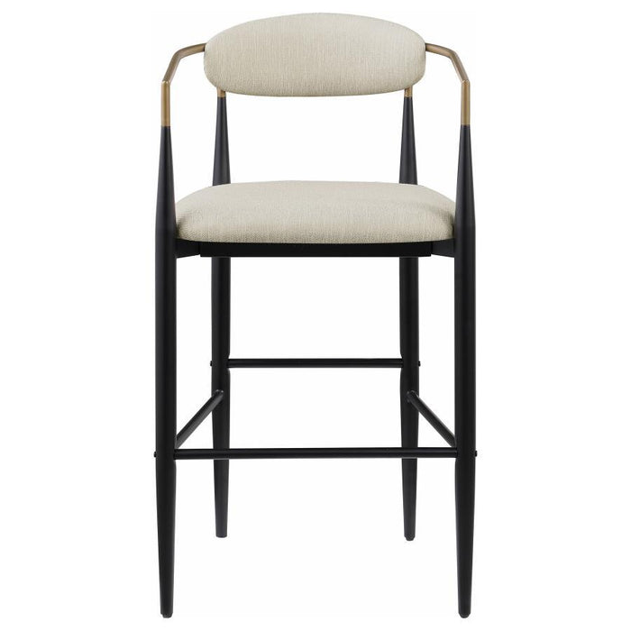 Tina - Metal Pub Height Bar Stool With Upholstered Back And Seat (Set of 2)