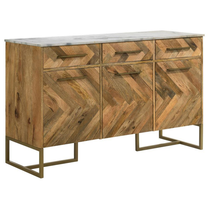 Keaton - Marble Top Herringbone Accent Cabinet