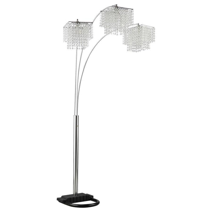 Miriam - Hanging Crystal Arc Floor Lamp - Chrome