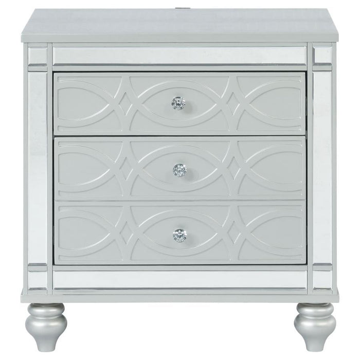 Gunnison - 2-Drawer Nightstand - Silver Metallic