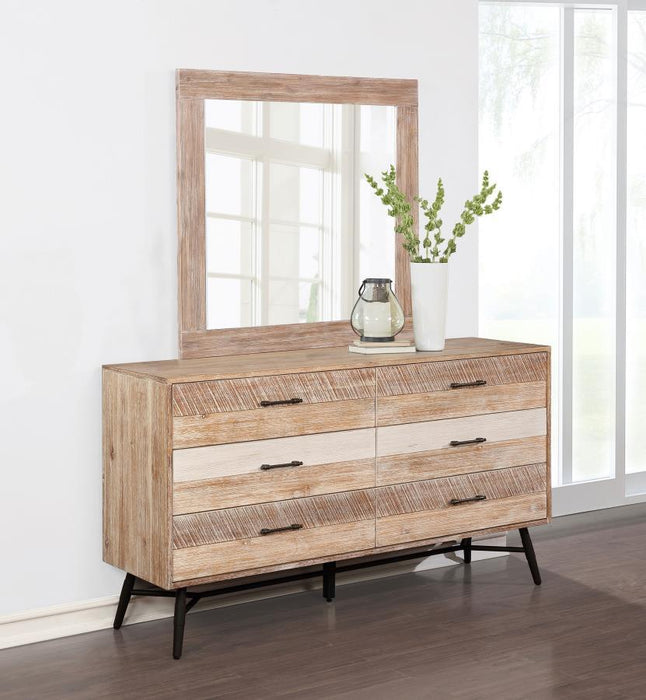 Marlow - 6-Drawer Dresser With Mirror - Rough Sawn Multi