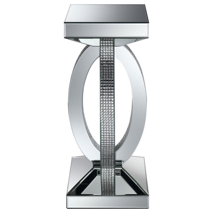 Amalia - Square Mirrored Acrylic Crystal Side End Table - Silver