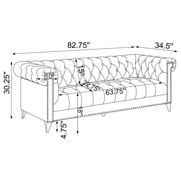 Bleker - Upholstered Tuxedo Arm Tufted Sofa Set