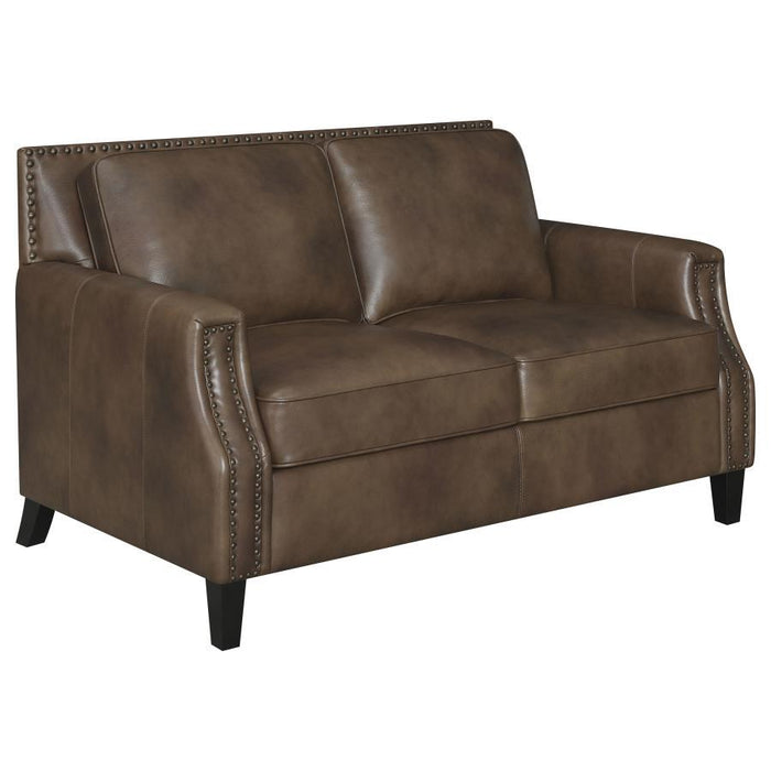 Leaton - Upholstered Recessed Arm Loveseat - Brown Sugar