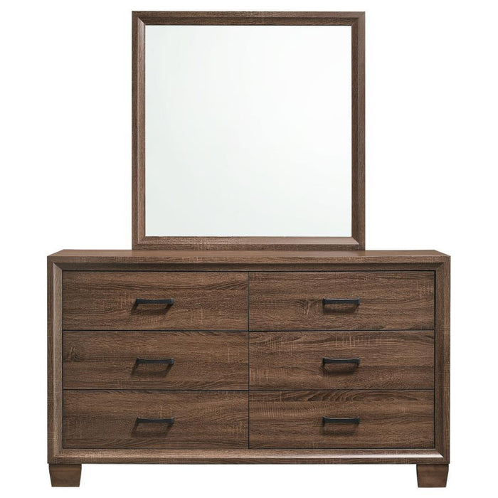 Brandon - 6-Drawer Dresser With Mirror - Warm Brown