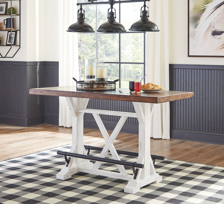 Valebeck - White / Brown - Rectangular Dining Room Counter Table