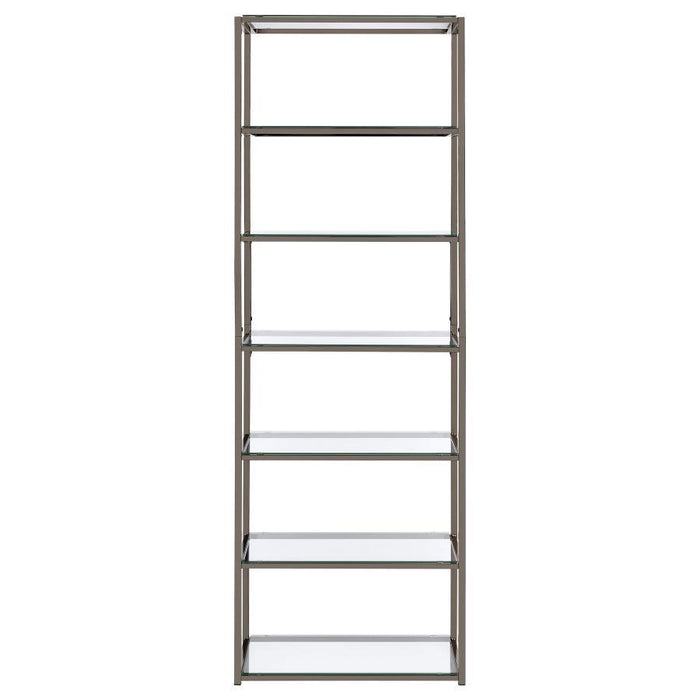 Kate - 5-Shelf Glass Bookshelf - Black Nickel