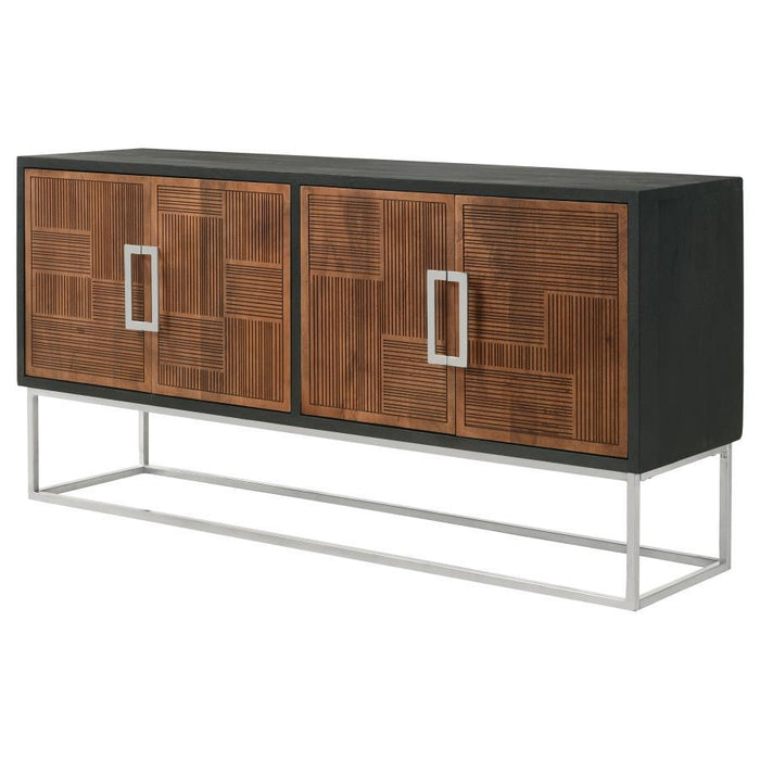 Borman - 4 Door Wood Accent Cabinet - Walnut And Black