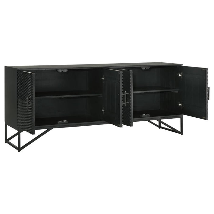 Riddell - 4 Door Wood Reeding Accent Cabinet - Matte Black