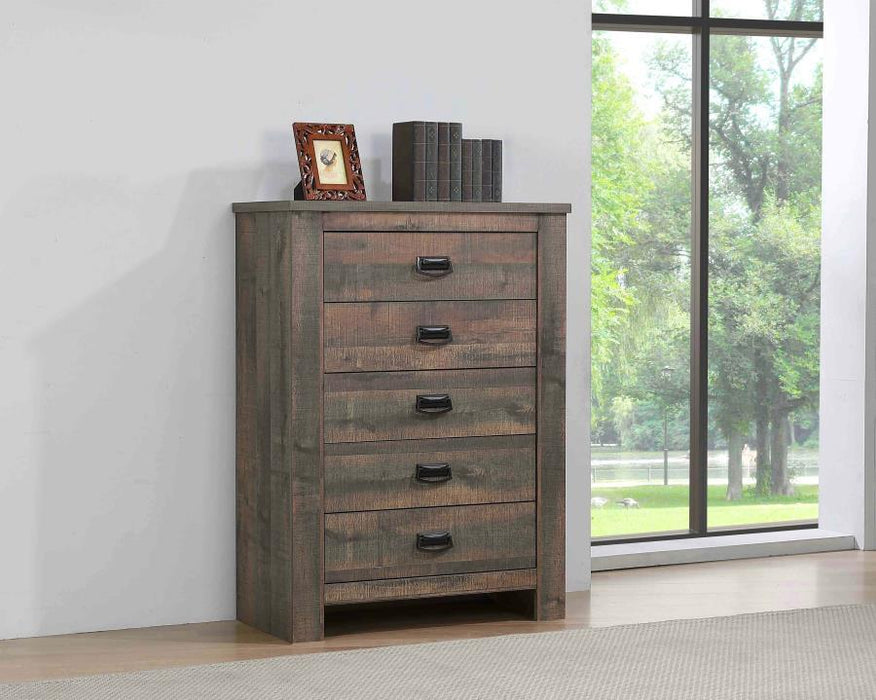 Frederick - 5-Drawer Chest - Weathered Oak