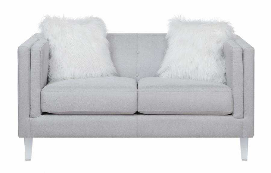 Glacier - Tufted Upholstered Loveseat - Pearl Silver